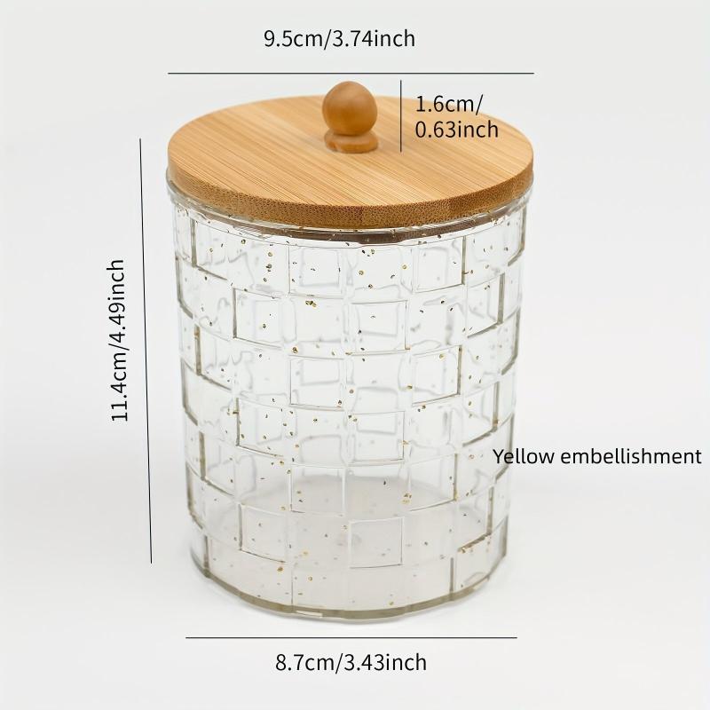 Bamboo Lid Desktop Storage Box Set Acrylic Golden Embellished Textured Office
