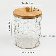 Bamboo Lid Desktop Storage Box Set Acrylic Golden Embellished Textured Office