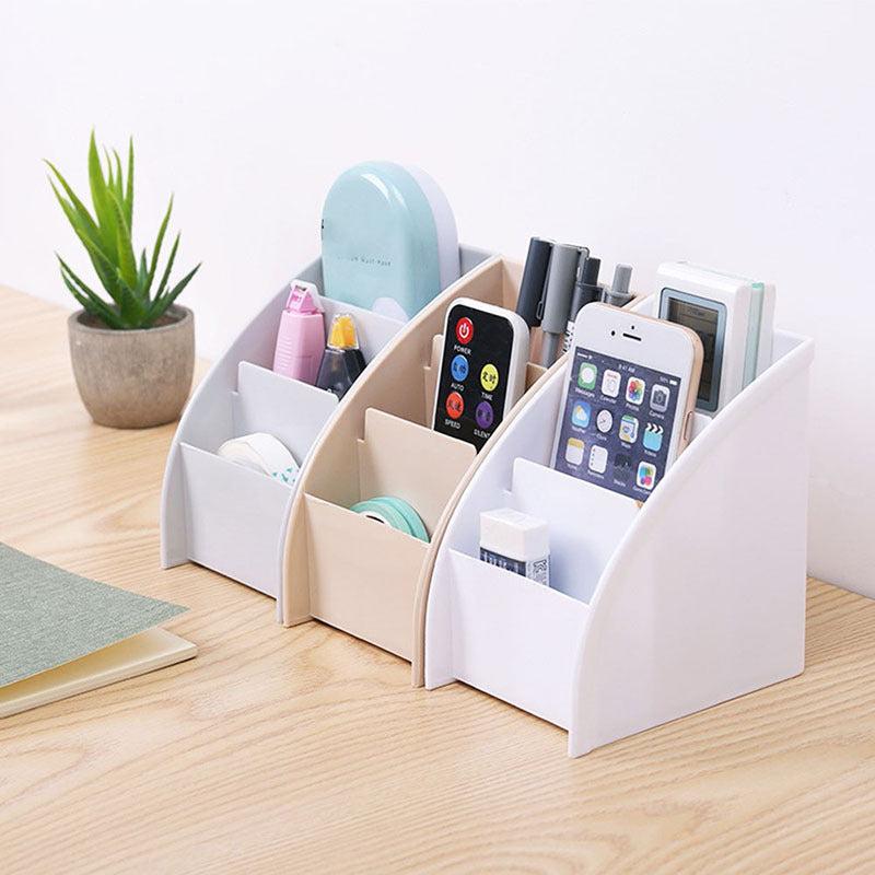 3 Grid Remote Control Box Cosmetics Desktop Storage Case Stand