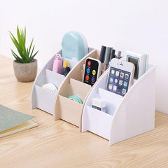 3 Grid Remote Control Box Cosmetics Desktop Storage Case Stand