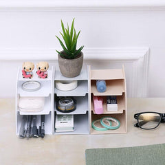 3 Grid Remote Control Box Cosmetics Desktop Storage Case Stand
