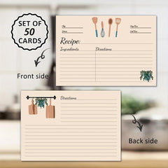 50pcs Double Sided 4x6in Kitchen Recipe Cards Bridal Shower