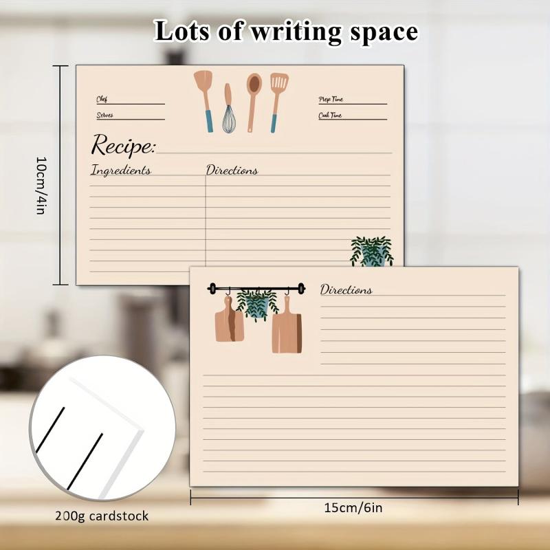 50pcs Double Sided 4x6in Kitchen Recipe Cards Bridal Shower