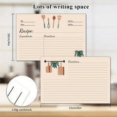 50pcs Double Sided 4x6in Kitchen Recipe Cards Bridal Shower