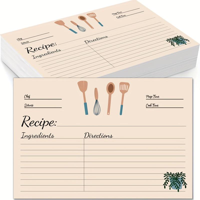 50pcs Double Sided 4x6in Kitchen Recipe Cards Bridal Shower