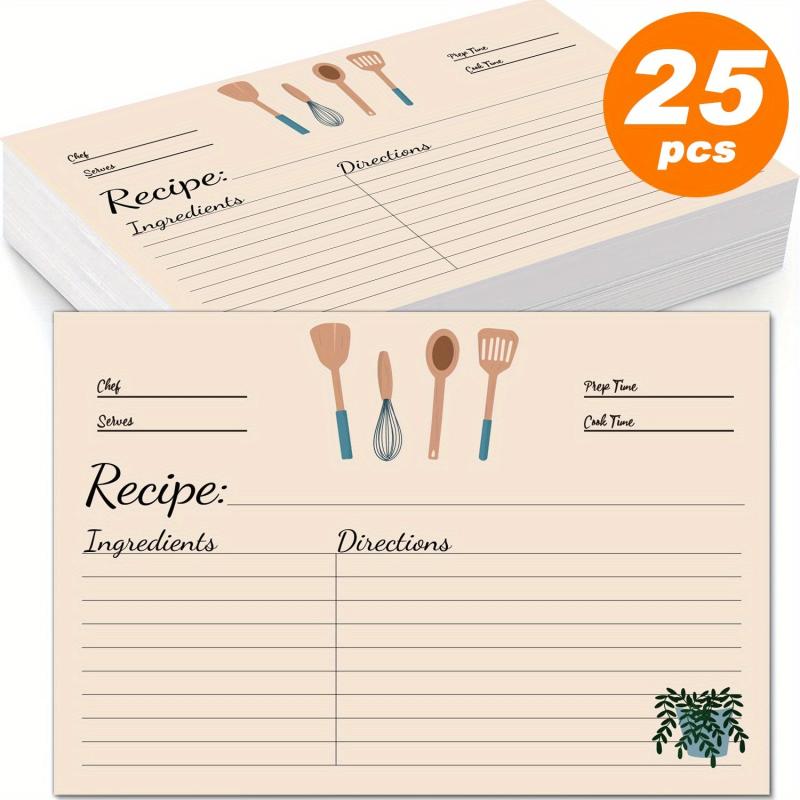 50pcs Double Sided 4x6in Kitchen Recipe Cards Bridal Shower