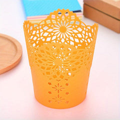 Stationery Lace Plastic Pen Holder Desktop Office Storage Bucket