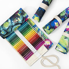 Small Floral Sail Cloth Pencil Curtain 12-72 Hole Pencil Bag Storage