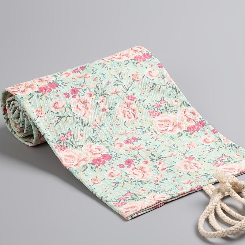 Small Floral Sail Cloth Pencil Curtain 12-72 Hole Pencil Bag Storage