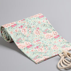 Small Floral Sail Cloth Pencil Curtain 12-72 Hole Pencil Bag Storage
