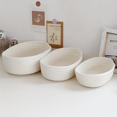 Stylish Woven Nordic Cotton Rope Storage Basket - 58x42x13cm