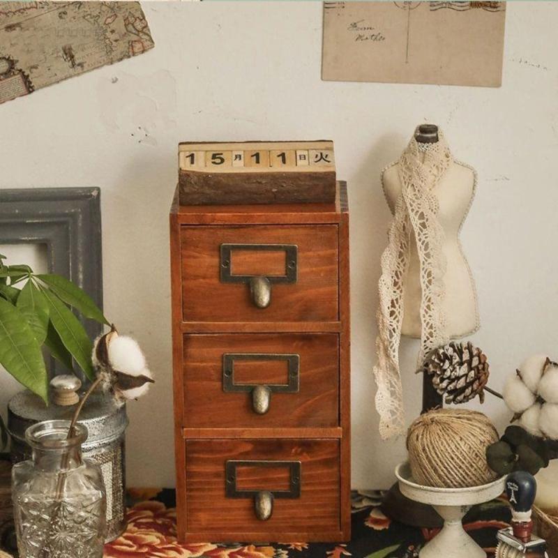 3 Drawers Apothecary Cabinet Rack Desktop Storage Drawer