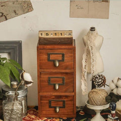3 Drawers Apothecary Cabinet Rack Desktop Storage Drawer