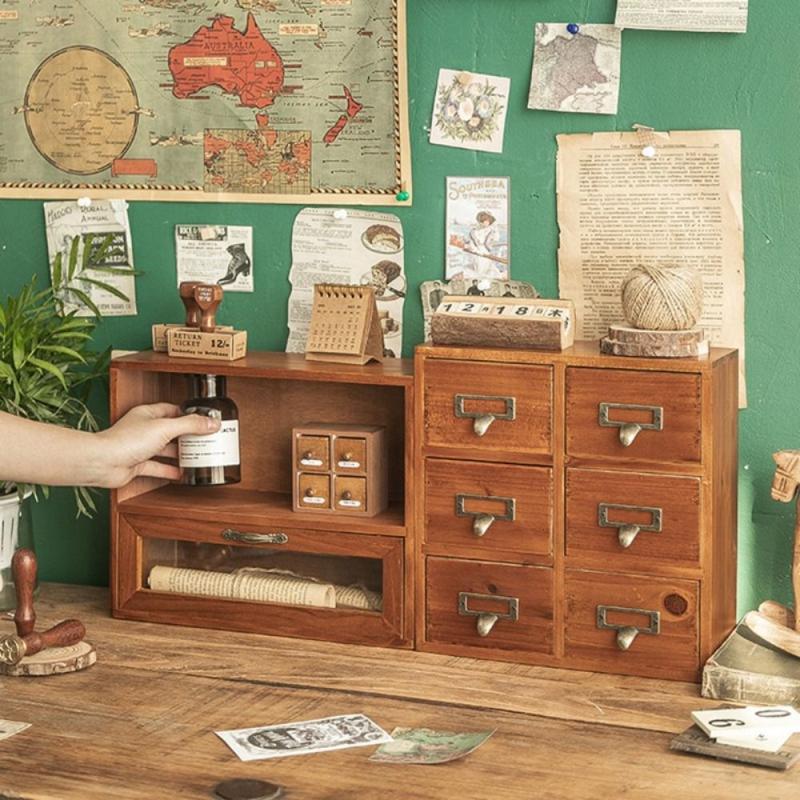 3 Drawers Apothecary Cabinet Rack Desktop Storage Drawer