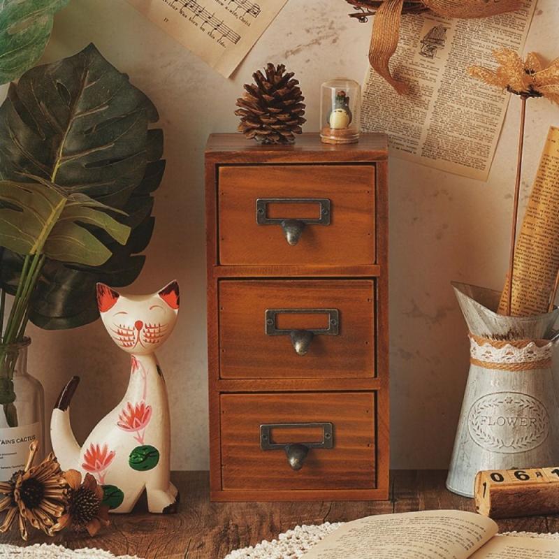 3 Drawers Apothecary Cabinet Rack Desktop Storage Drawer