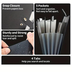 Expandable Organization Bag with 5 Pockets - A4 Size
