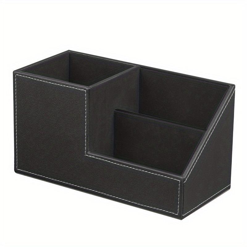 Stylish Leather Desktop Organizer & Remote Control Holder