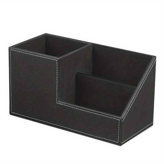 Stylish Leather Desktop Organizer & Remote Control Holder