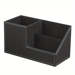 Stylish Leather Desktop Organizer & Remote Control Holder