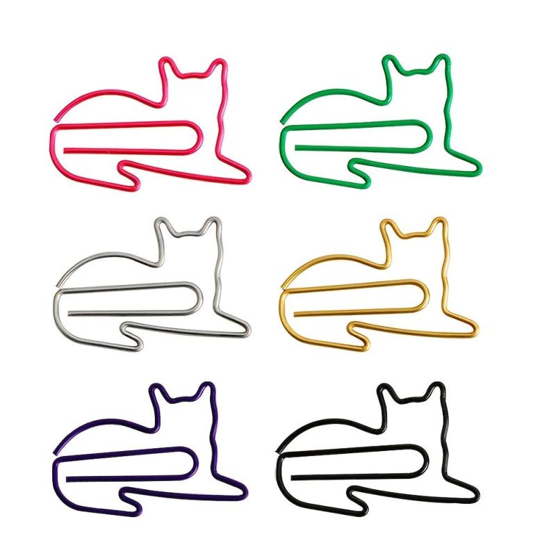 20pcs Cat Shaped Paper Clips for School & Office Supplies