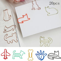 20pcs Cat Shaped Paper Clips for School & Office Supplies
