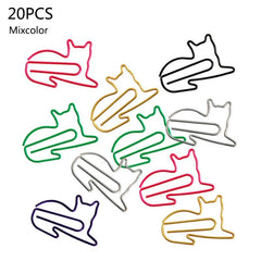 20pcs Cat Shaped Paper Clips for School & Office Supplies