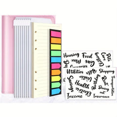 A6 Budget Book Macaron PU Binder Cash Hand Book