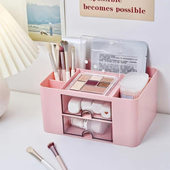 Nordic Desk Drawer Office Storage Box Double Layer Plastic Women Cosmetic