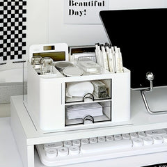 Nordic Desk Drawer Office Storage Box Double Layer Plastic Women Cosmetic