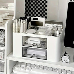 Nordic Desk Drawer Office Storage Box Double Layer Plastic Women Cosmetic