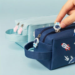 Space Astronaut Pencil Case Cartoon Animal Stationery Bag Double layer
