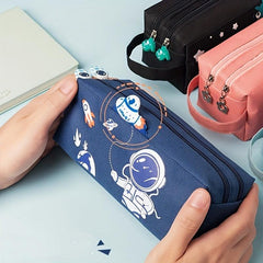 Space Astronaut Pencil Case Cartoon Animal Stationery Bag Double layer