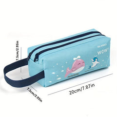 Space Astronaut Pencil Case Cartoon Animal Stationery Bag Double layer