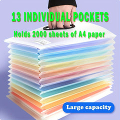 1pc A4 Transparent Expandable File Folder Rainbow Student Storage