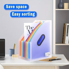 1pc A4 Transparent Expandable File Folder Rainbow Student Storage