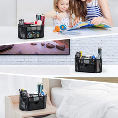 Mesh Desk Pen Organizer Multifunctional Office Supplies Storage Box