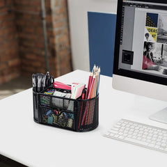 Mesh Desk Pen Organizer Multifunctional Office Supplies Storage Box