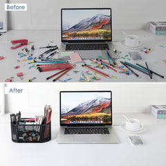 Mesh Desk Pen Organizer Multifunctional Office Supplies Storage Box