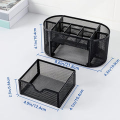 Mesh Desk Pen Organizer Multifunctional Office Supplies Storage Box