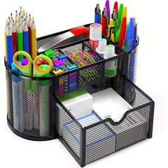 Mesh Desk Pen Organizer Multifunctional Office Supplies Storage Box