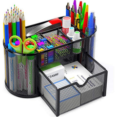 Mesh Desk Pen Organizer Multifunctional Office Supplies Storage Box