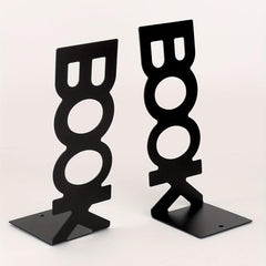 2pcs Metal Hollowed Out L-shaped Book Stand Desktop Bookshelf Iron Book End