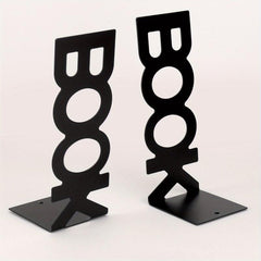 2pcs Metal Hollowed Out L-shaped Book Stand Desktop Bookshelf Iron Book End