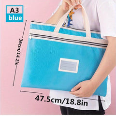 A4 A3 Art Storage Bag Waterproof Graphic Storage Bag Colorful Grid Zipper Bag