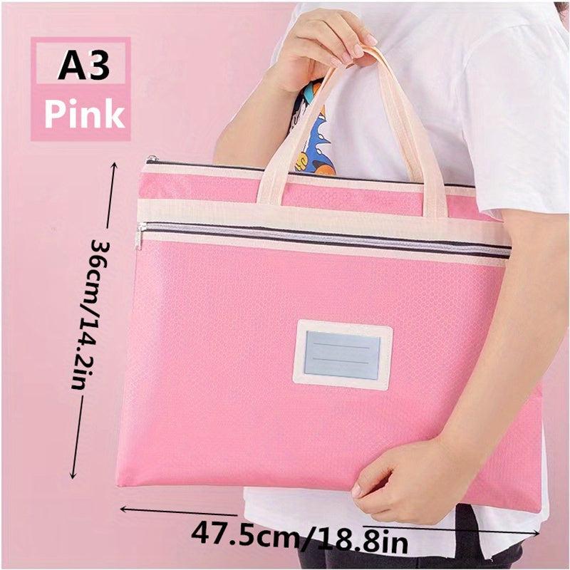 A4 A3 Art Storage Bag Waterproof Graphic Storage Bag Colorful Grid Zipper Bag