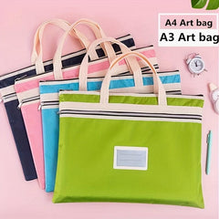 A4 A3 Art Storage Bag Waterproof Graphic Storage Bag Colorful Grid Zipper Bag