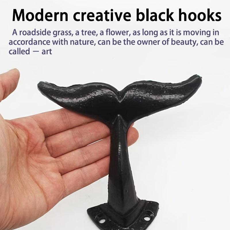 Cast Iron Whale Tail Wall Hook for Hanging Coats, Clothes, Hats
