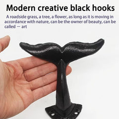 Cast Iron Whale Tail Wall Hook for Hanging Coats, Clothes, Hats