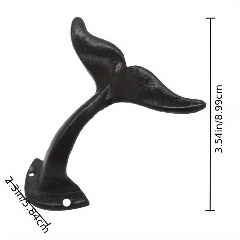 Cast Iron Whale Tail Wall Hook for Hanging Coats, Clothes, Hats