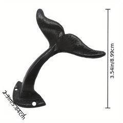 Cast Iron Whale Tail Wall Hook for Hanging Coats, Clothes, Hats
